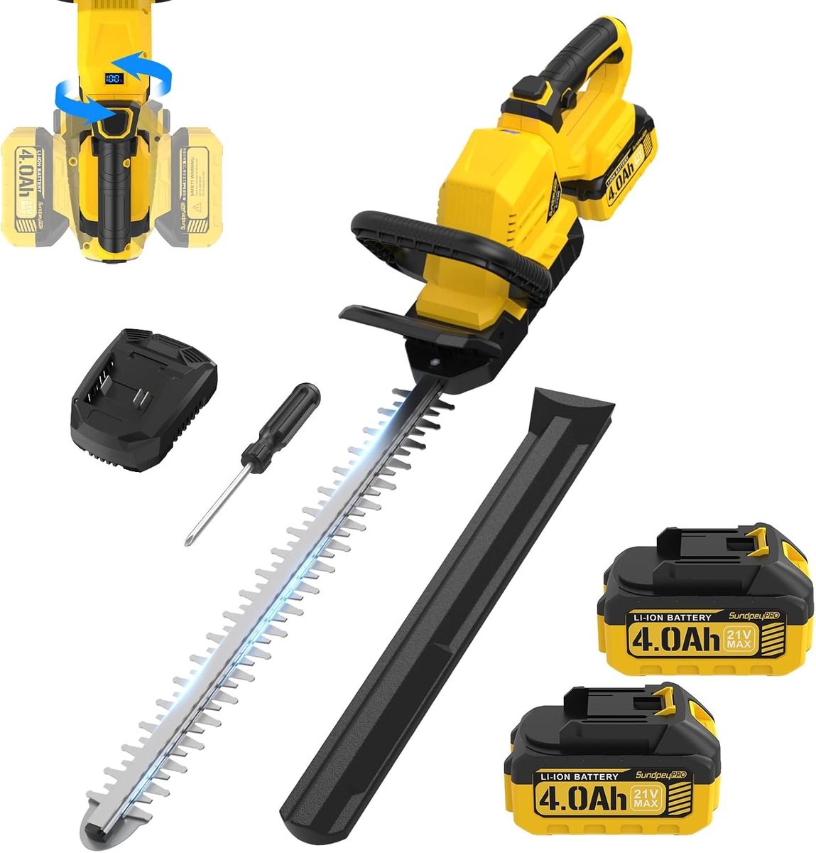 Accu Heggenschaar - Groene - 53 cm - Met 2 x 4,0 Ah Batterijen en Oplader - Voor Tuinonderhoud
