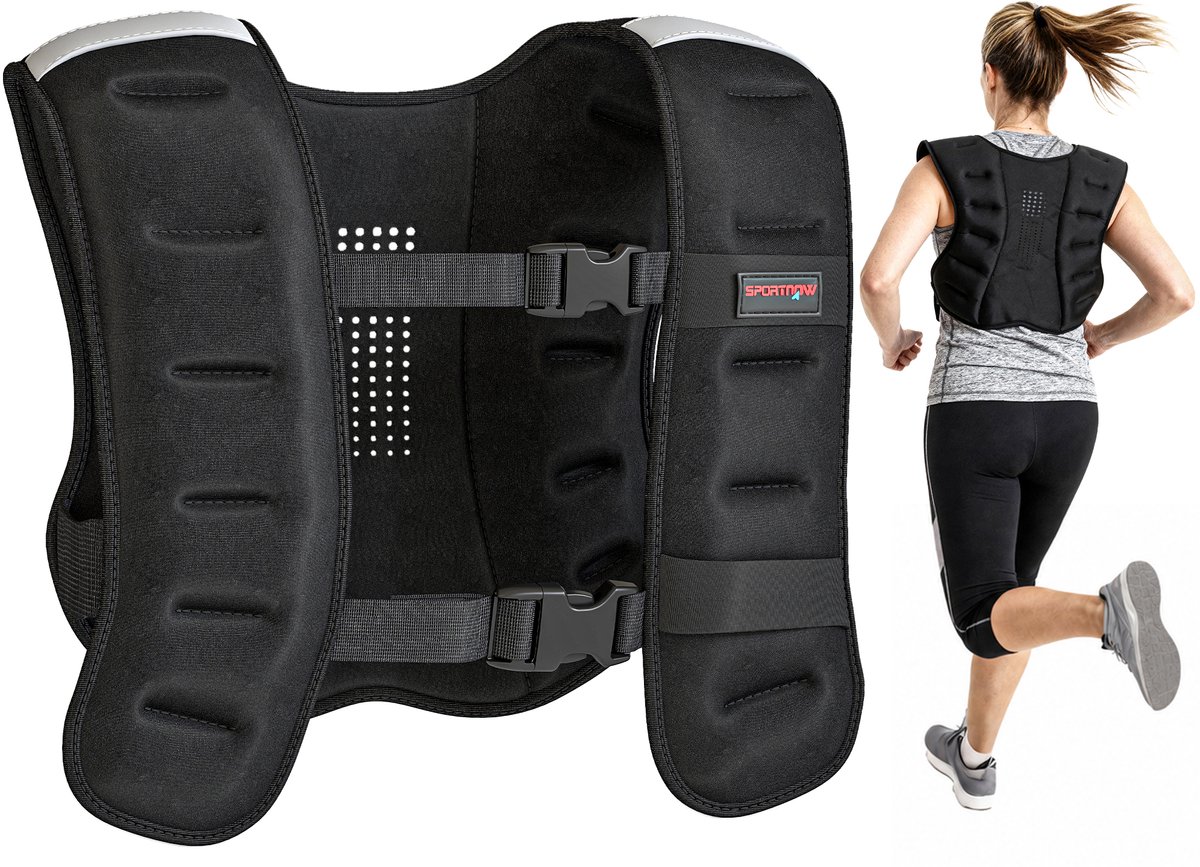 SPORTNOW Weighted Vest-Neopren, Metallsand-43L x 33B cm-Schwarz