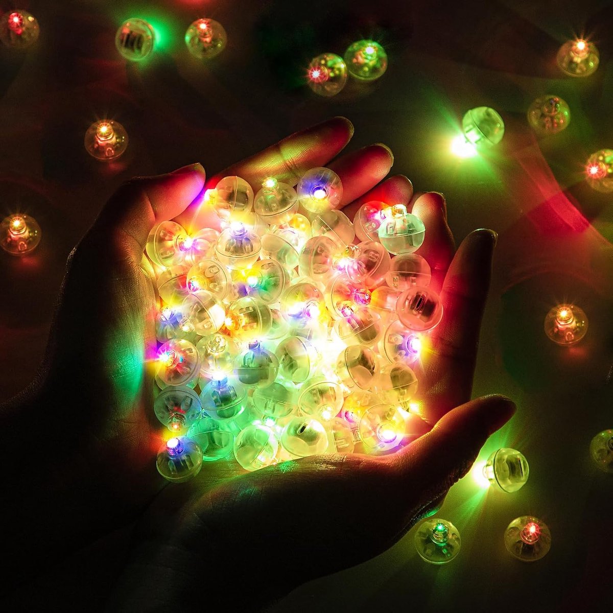Daity 50 ballonlampjes – Ronde LED-bolletjes – Geschikt voor latexballonnen, papieren lantaarns en decoraties voor feesten, bruiloften, Kerstmis en Halloween – Mini waterdichte lampjes