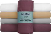 HUSH Living - Hoeslaken 160x200+30cm - 100% katoen, 144TC, soepel en ademend - elastiek rondom - bordeaux
