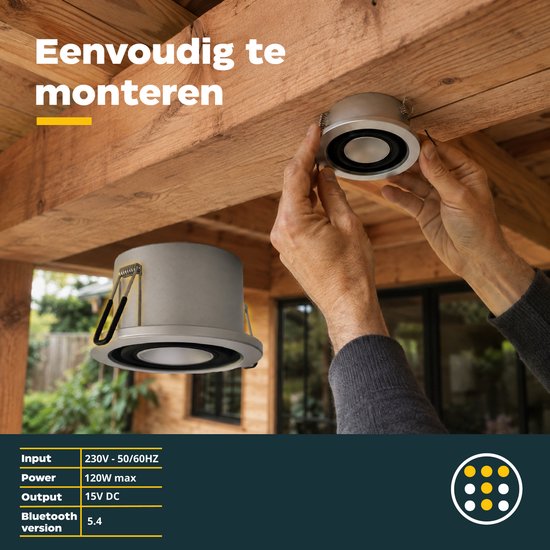 TrueLED - Inbouw Bluetooth Speaker 4 Stuks - Inbouwspeakers voor Buiten - Overkapping en Veranda — afbeelding 3