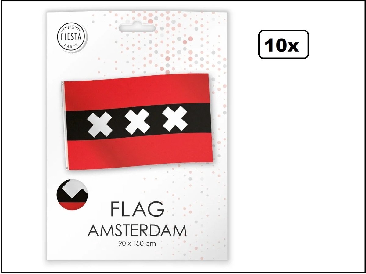 10 stuks Luxe vlag Amsterdam 90cm x 150cm - 020 thema feest