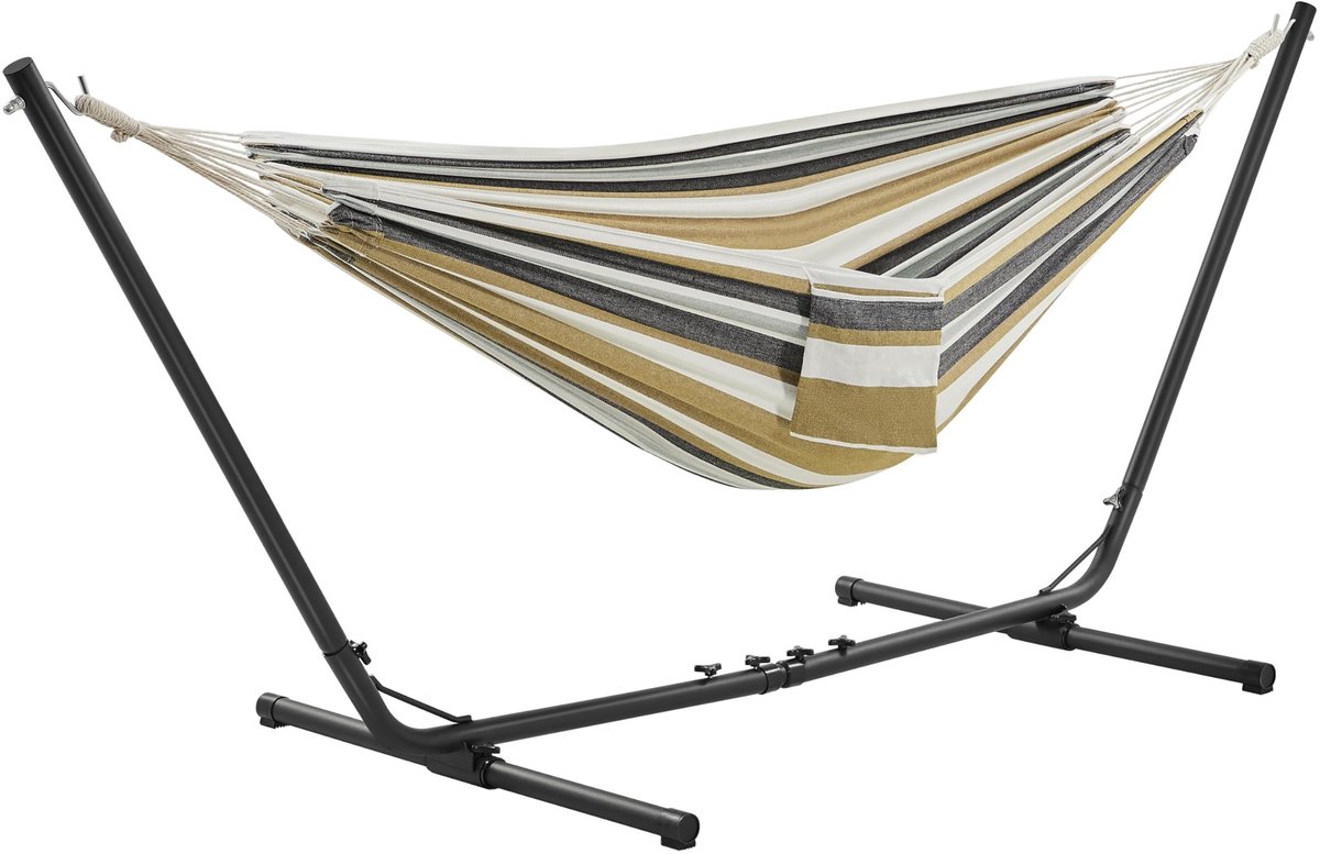 Famanu – Hangmat op voet met een draagkracht van 205 kg, verstelbare lengte van 294/304/314 cm voor 1-2 personen, inclusief draagtas
