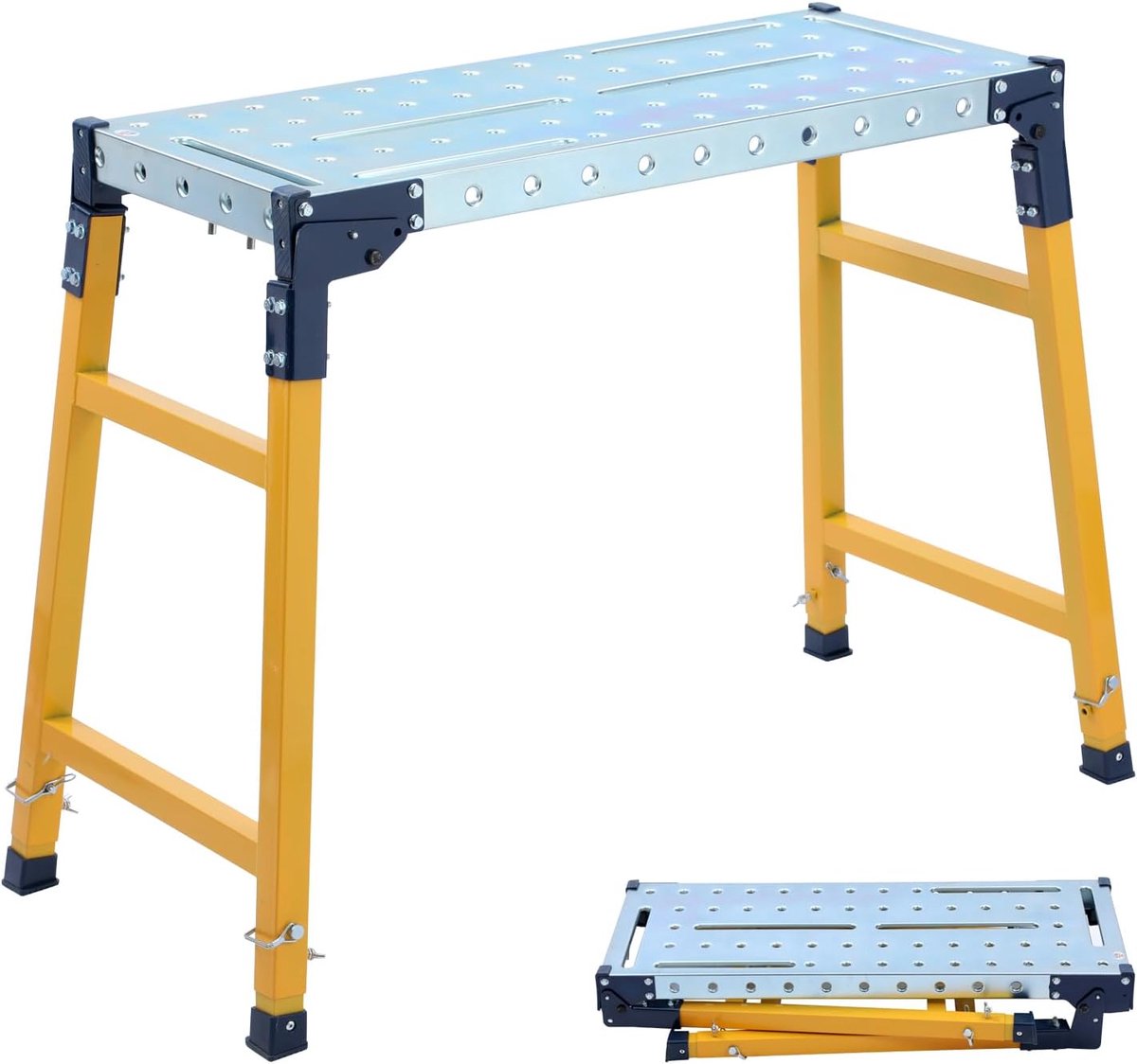 SnelShoppen - Opvouwbaar Werkplatform 500 kg Laadvermogen - Verstelbare Steiger van Koolstofstaal met Antislip Oppervlak - Hop-Up Werkbank voor Binnen