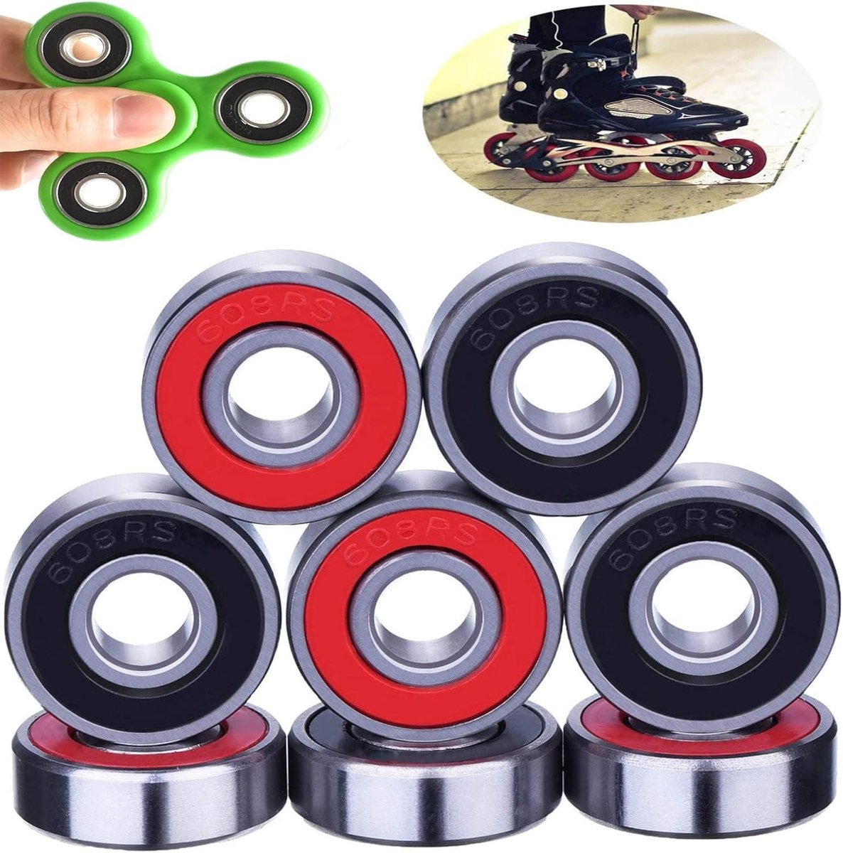 Hoogwaardige Skateboard Lagers 8 Stuks 608RS 608ZZ Roestvrij Staal Geschikt voor Lange Skateboards en Vierwielige Skates