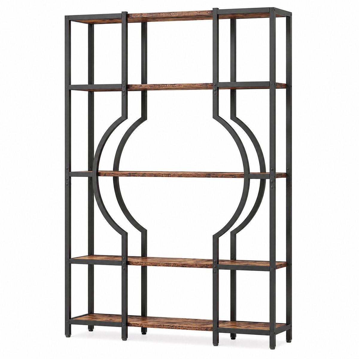 M-Goods Boekenkast Industrieel 5-laags - Boekenplank Vintage - 12 Open Planken - 169 cm - Rustiek Bruin
