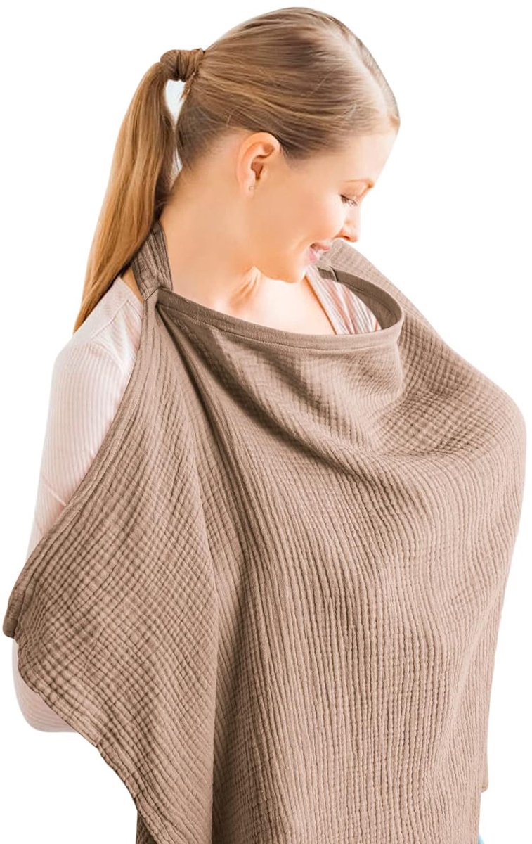 Daity Verstelbare voedingsdoek - voedingsdoek - wasbaar - voedings- - doek - fijne effen stof - ademend - bruin (71*95cm)
