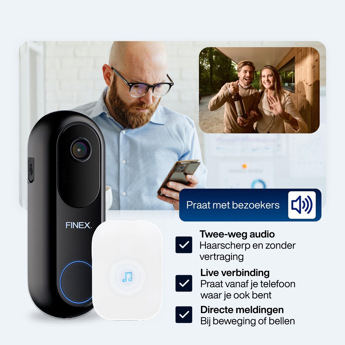 Finex Video Deurbel V2 2K Ultra HD met Binnenbel en SD-kaart - afbeelding 3