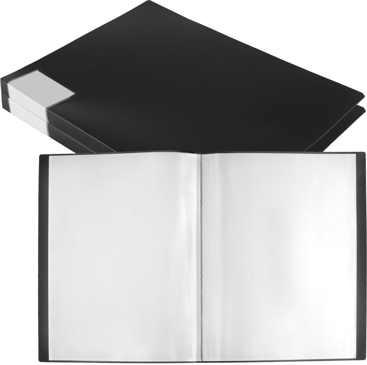 SnelShoppen - 3-pack A3 Zwarte Displaymap met 30 Vakken - Blanco Transparante Documentenmap - Plastic Hoezen voor Individuele Kantoor Documenten - Ide