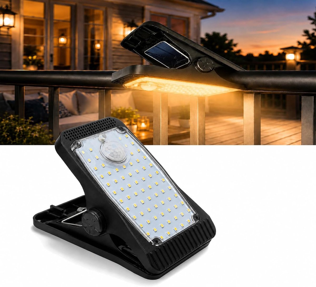 SnelShoppen - Buitenlamp op zonne-energie met bewegingsmelder, 1500 mAh, 3 modi, IP65, wandlamp voor tuin, terras en oprit, energiezuinig en duurzaam