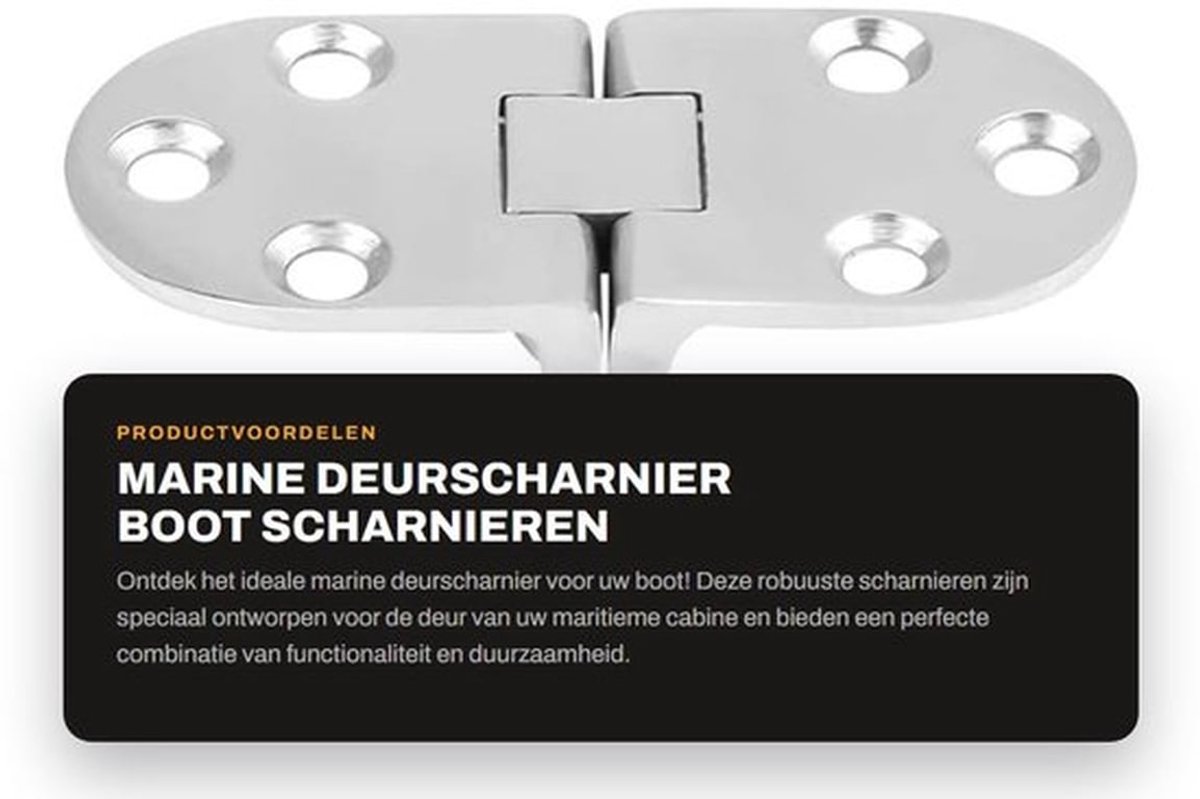 Deurscharnier 316 Roestvrij Staal - Marine Scharnieren - 2 Stuks - Hoogwaardige Slagvastheid - Voor Scheepvaarttoepassingen - 6,7 cm - Scharnier