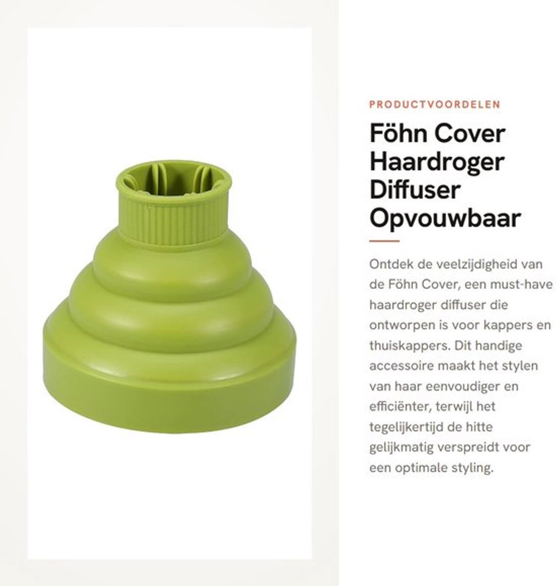Föhn Cover - Haardroger Diffuser - Opvouwbaar en Temperatuurbestendig - Groene Kleur - Styling Tool voor Kappers - Geschikt voor Thuisgeb...