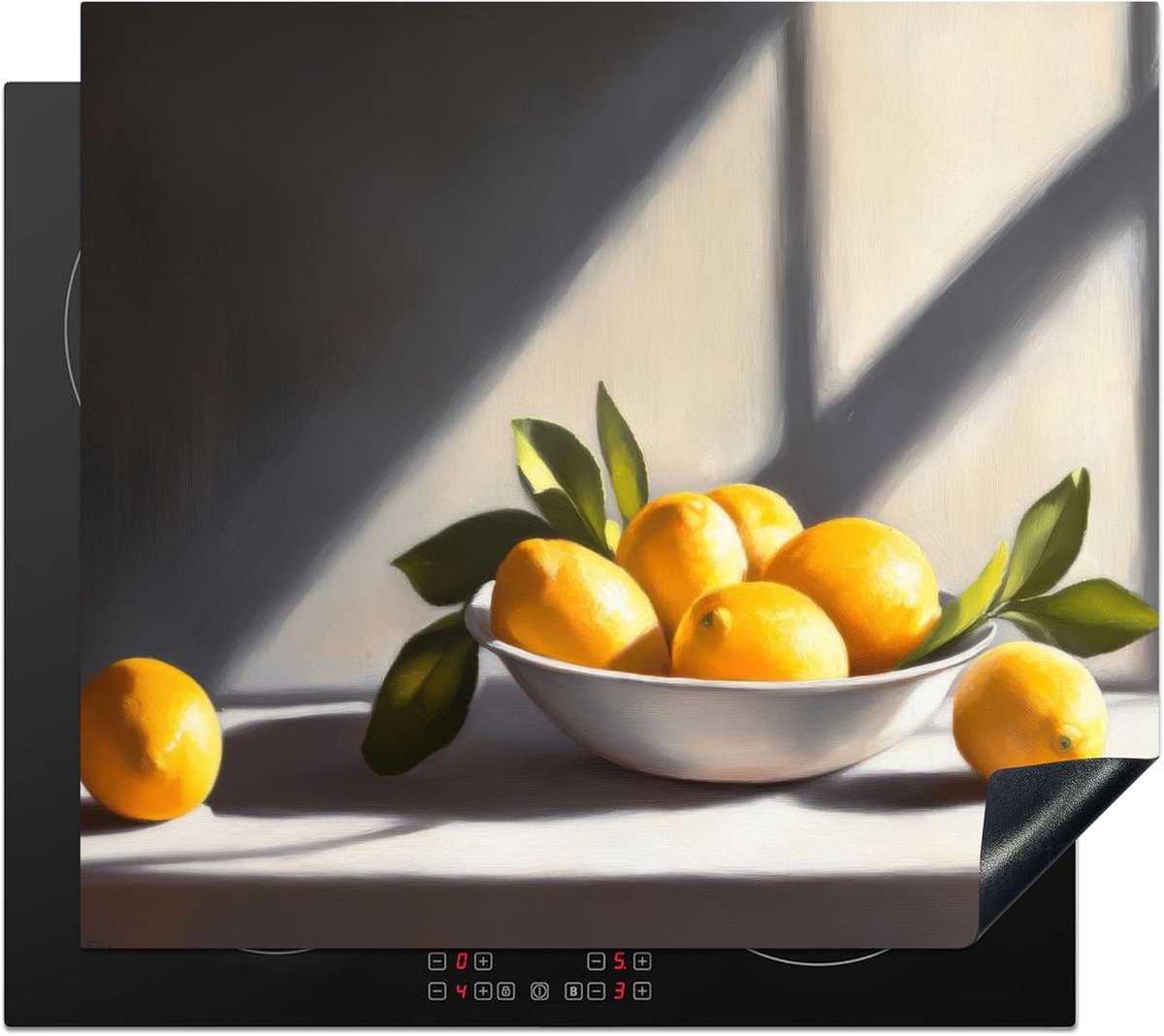SnelShoppen - Inductiekookplaatbeschermer 59x52cm - Anti-slip mat voor inductiekookplaat - Keuken decoratie - Lemons - Gele still life - Bescherming t