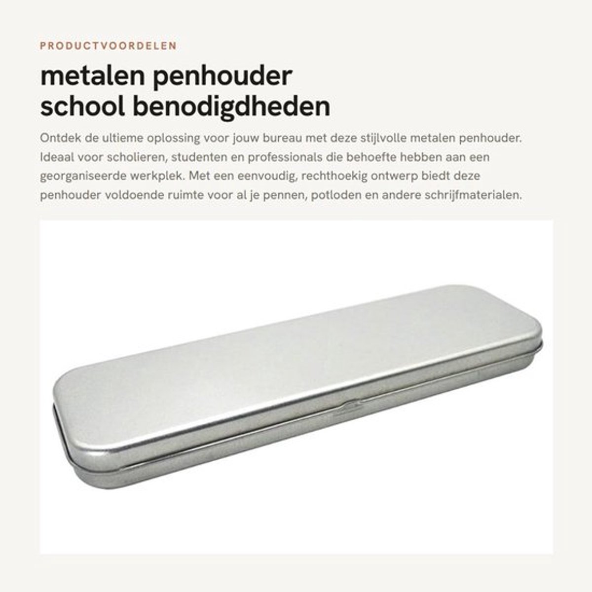 Pennendoos Enkellaags - Pennenhouder - Opbergdoos - Schoolbenodigdheden - Metalen - 21 x 6 cm - Pennenkoffer