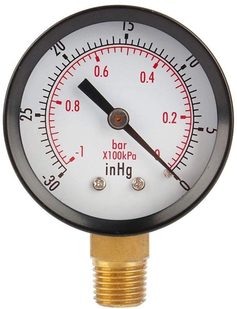Vacuummanometer 2" - Drukmeter - Onderste Beugel - Geschikt voor Lucht/Water/Olie/Gas - 1/4" NPT - Precisie Meting