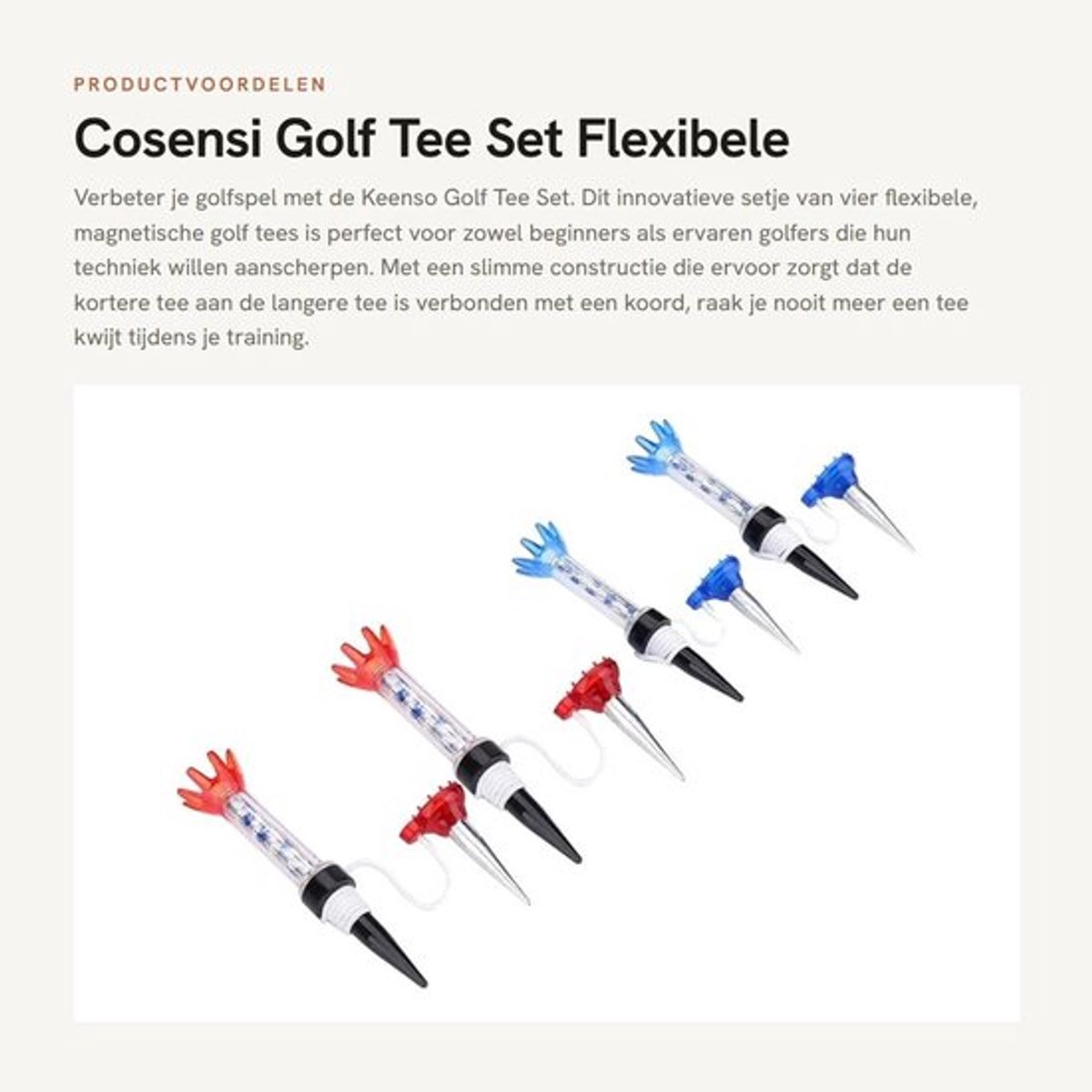 Golf Tee Set - 4 Stuks - Flexibele Magnetische Golf Tees - Kunststof Golf Tees - Golf Training Accessoires - Lichtgewicht 50 g - Golfballhouder