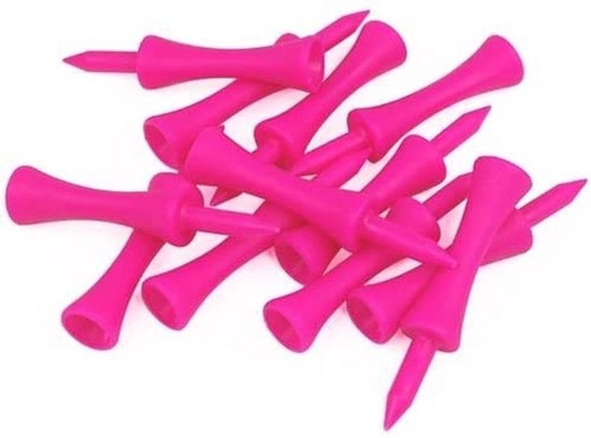 Golf Tees 100 Stuks - Luminous Roze - Duurzaam Kunststof - Hoogwaardige Zichtbaarheid - Herbruikbaar - Gebruiksvriendelijke Verpakking - Golf Tee