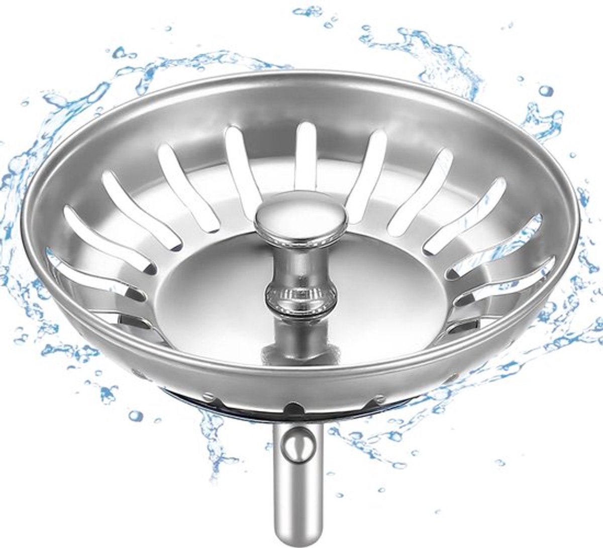 Afvoerzeef Roestvrij Staal 80mm - Gootsteenfilter - Afvoerplug - Voorkomt Verstoppingen - Duurzaam - Rubber Afdichting