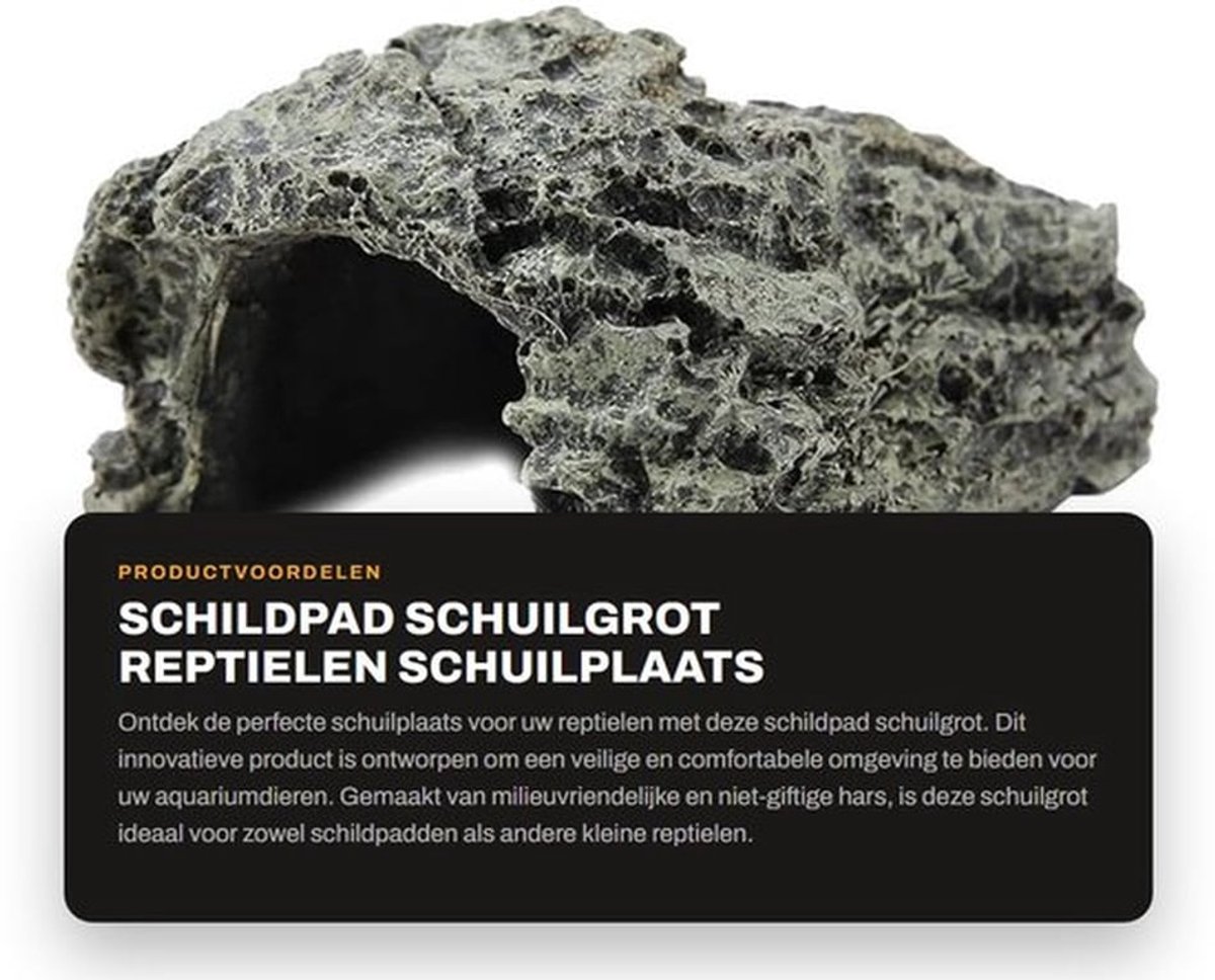 Schuilgrot Hoge Simulatie - Reptielen Schuilplaats - Hars Rots - Aquarium Decoratie - Veilig Koesterplatform - Milieuvriendelijk Materiaal - Reptielenhuis