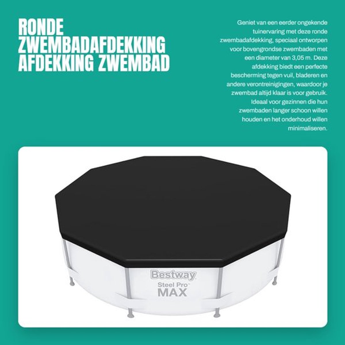 Zwembadafdekking Ronde 3,05 m - Afneembaar - Veiligheidsladder - Zandfilterinstallatie - Duurzaam - Geschikt voor bovengrondse zwembaden