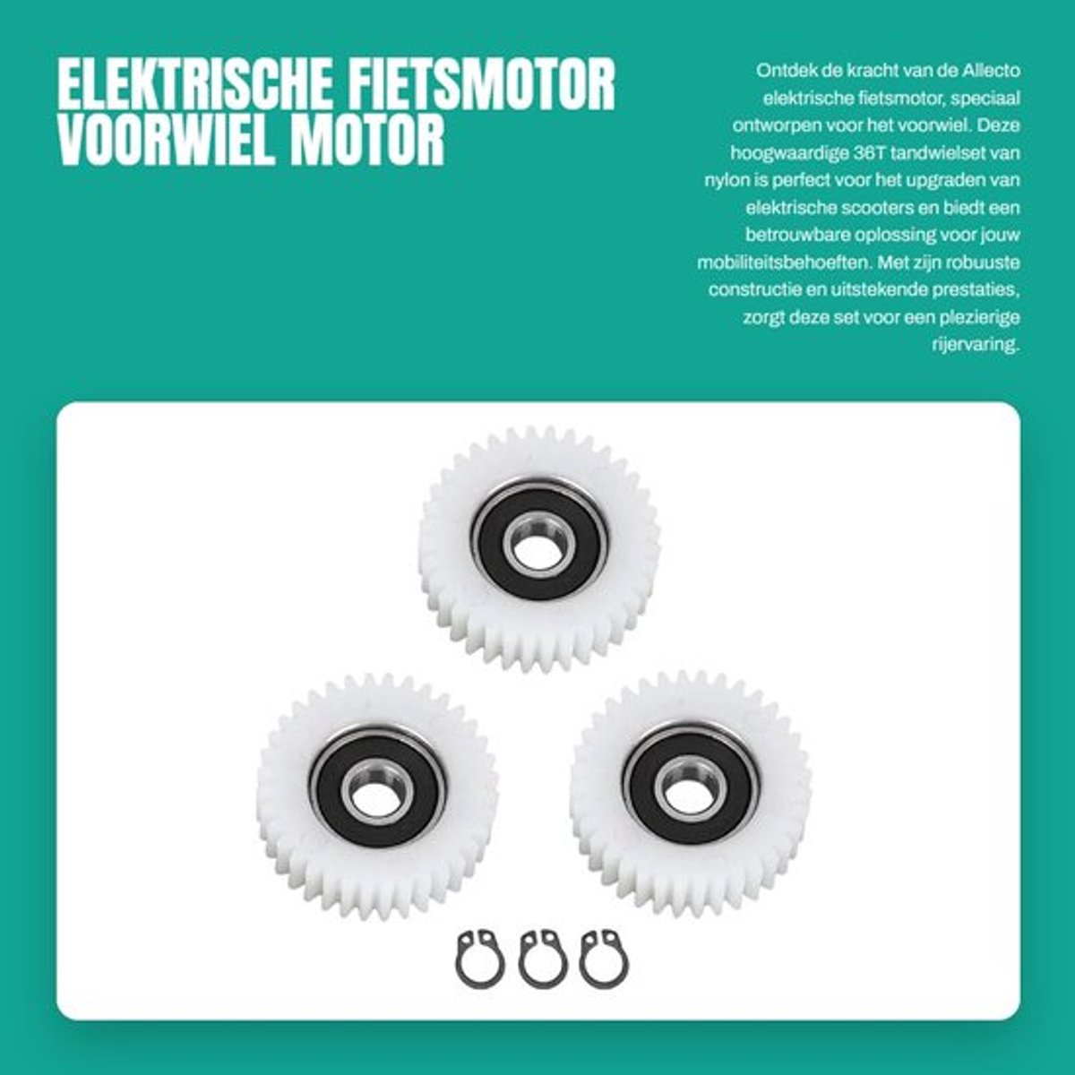 Elektrische fietsmotor - Voorwiel motor - Duurzaam nylon - 36T tandwielset - Geschikt voor modificatiemotoren - 3 stuks