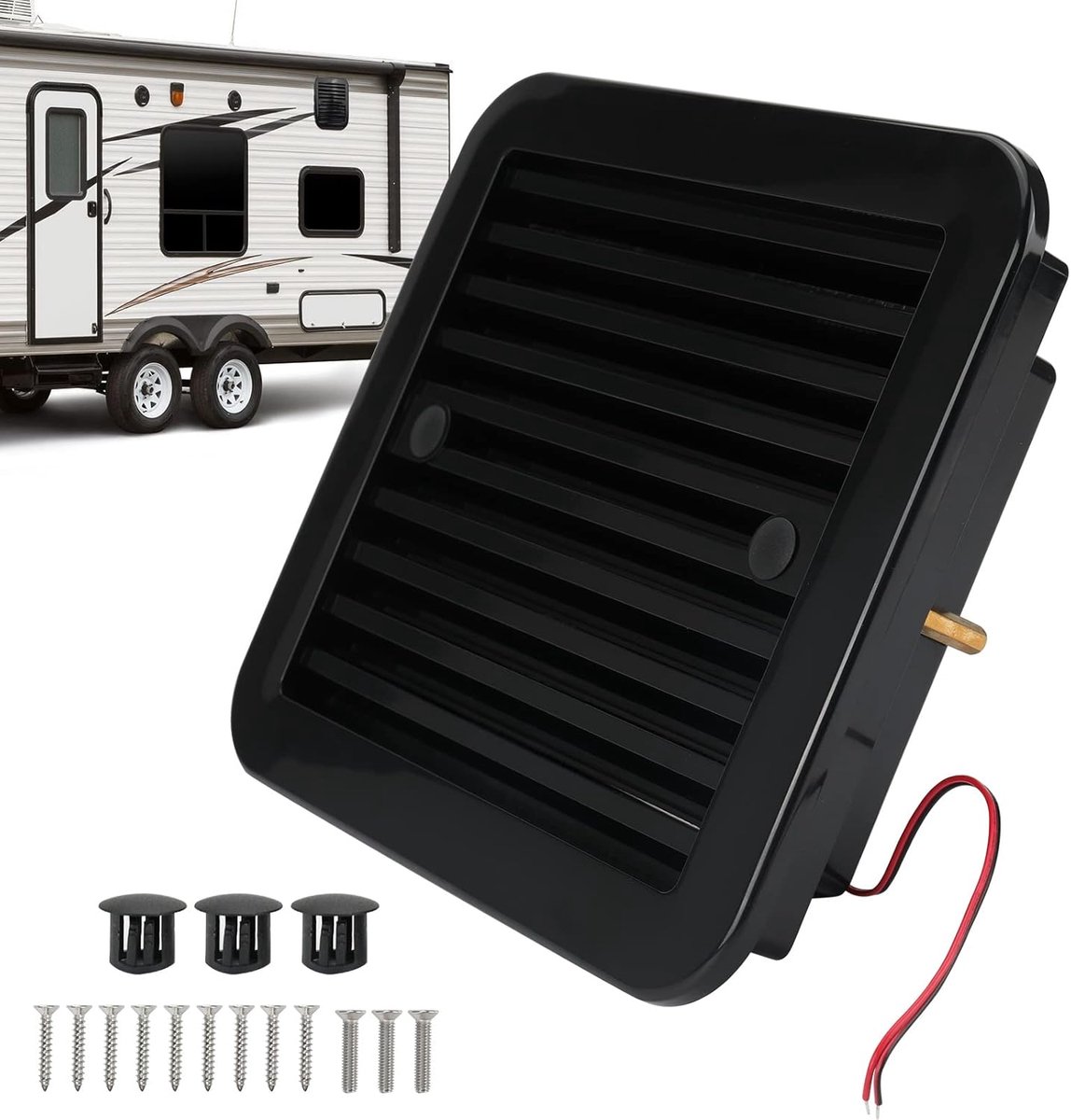 SnelShoppen - Afvoerventilator Caravan, 2,4 W, 12 V, Omkeerbare Stil Ventilator voor Camper en Aanhanger, Zwart - Max Air Ventilatie voor Camping en R