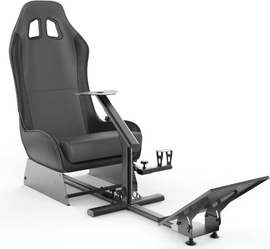 Race Stoel Cockpit - Gaming Seat - Sim Racing - Volledig Verstelbaar Frame - Tot 2.5m Lengte - Zwart Grijs — afbeelding 2