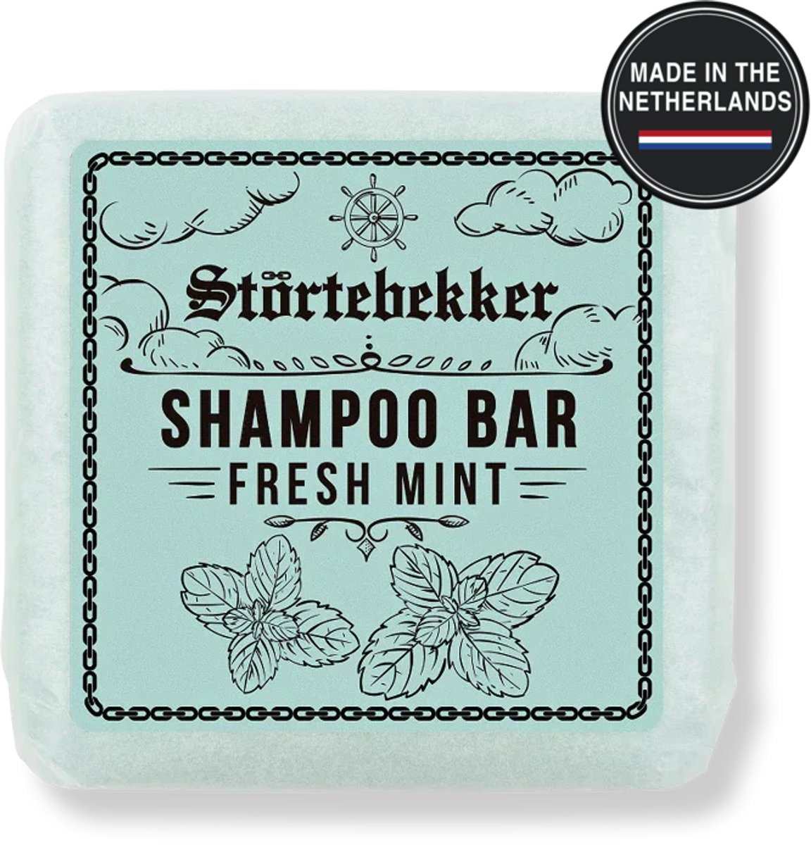 Störtebekker® Premium Shampoo Bar Munt - Vaste shampoo voor mannen en vrouwen - 3-in-1 douchezeep voor mannen voor haar, hoofdhuid en baard - Hydraterende shampoo - veganistisch, handgemaakt - 100 g Solid Shampoo Bar Fresh Mint