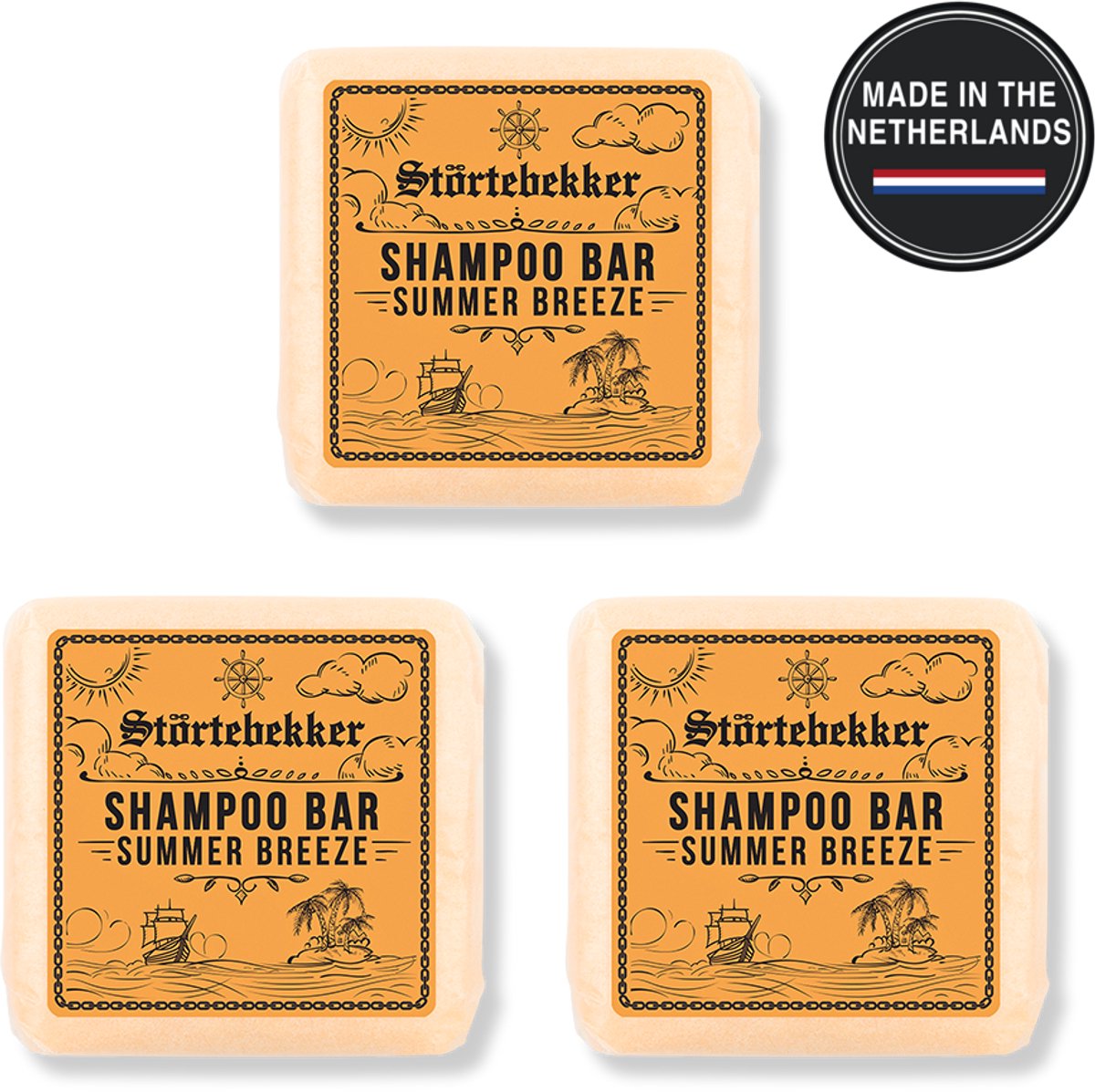 Störtebekker® Premium Shampoo Bar Summer Breeze - (Geur van bergamot / citrus) - Vaste shampoo voor mannen en vrouwen - 3-in-1 douchezeep voor mannen voor haar, hoofdhuid en baard - Hydraterende shampoo - veganistisch, handgemaakt - 100 g Shampoo Bar