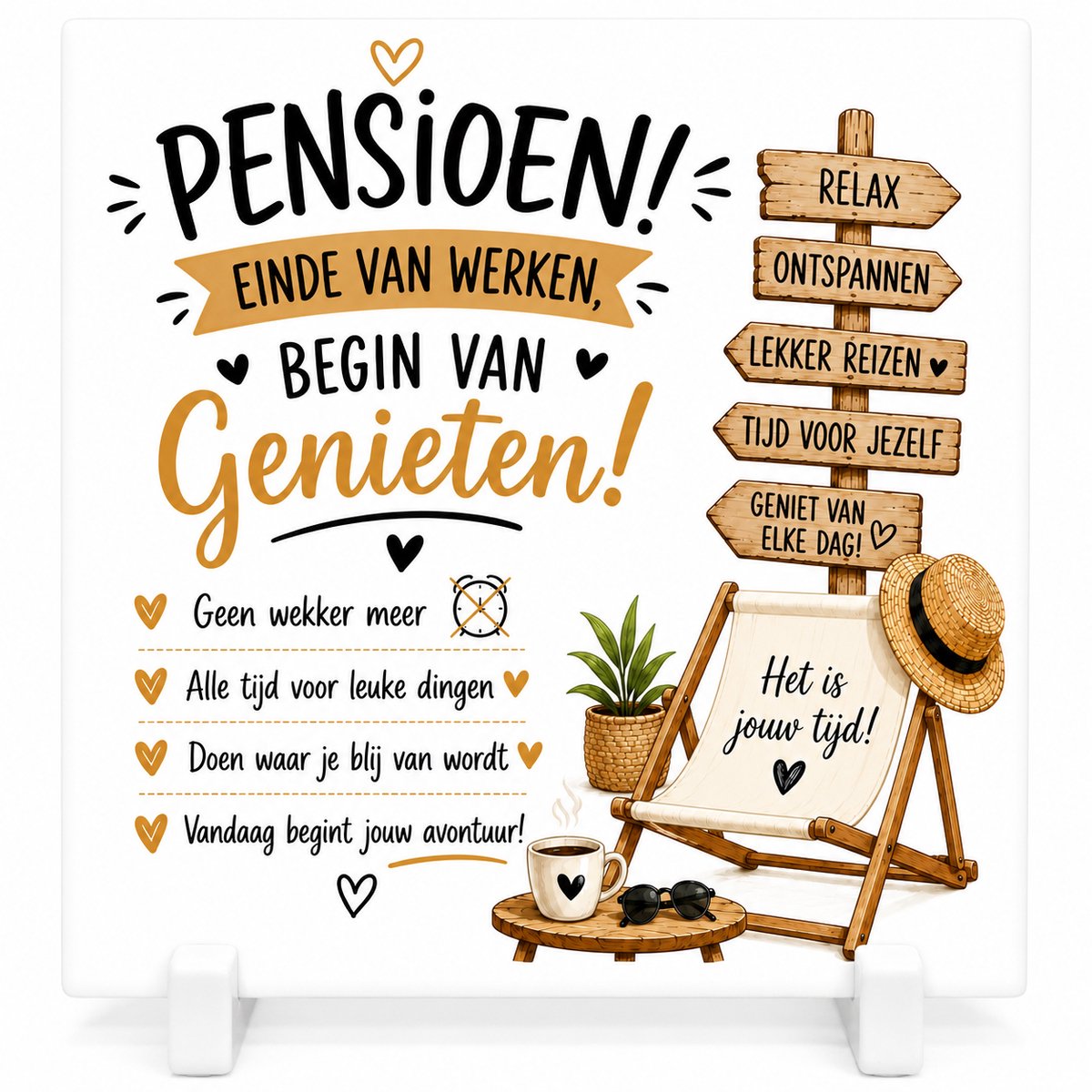 Keramiek tegel pensioen met Houder origineel cadeau voor pensioen