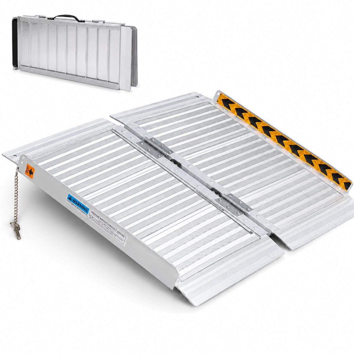 Oprijplaat Brug - Opvouwbaar - Draagvermogen 270Kg - Lengte 61cm - Rolstoelhellingen voor Trappen - Draagbare Aluminium Oprit - Antislip Oppervlak Rolstoelhelling voor Thuis - Trappen