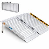 Oprijplaat Brug - Opvouwbaar - Draagvermogen 270Kg - Lengte 61cm - Rolstoelhellingen voor Trappen - Draagbare Aluminium Oprit - Antislip Oppervlak Rolstoelhelling voor Thuis - Trappen