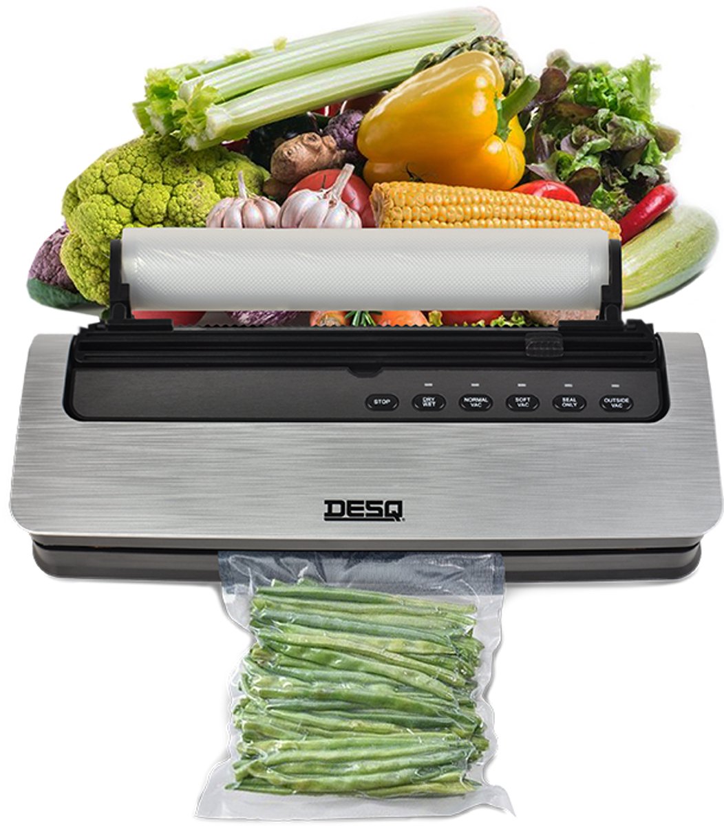 Bol.com DESQ® Vacumeermachine - Automatisch Vacuümapparaat - 5 Programma's - 80 kPa Zuigkracht - Dubbele Verwarmingsdraden - Rol... aanbieding