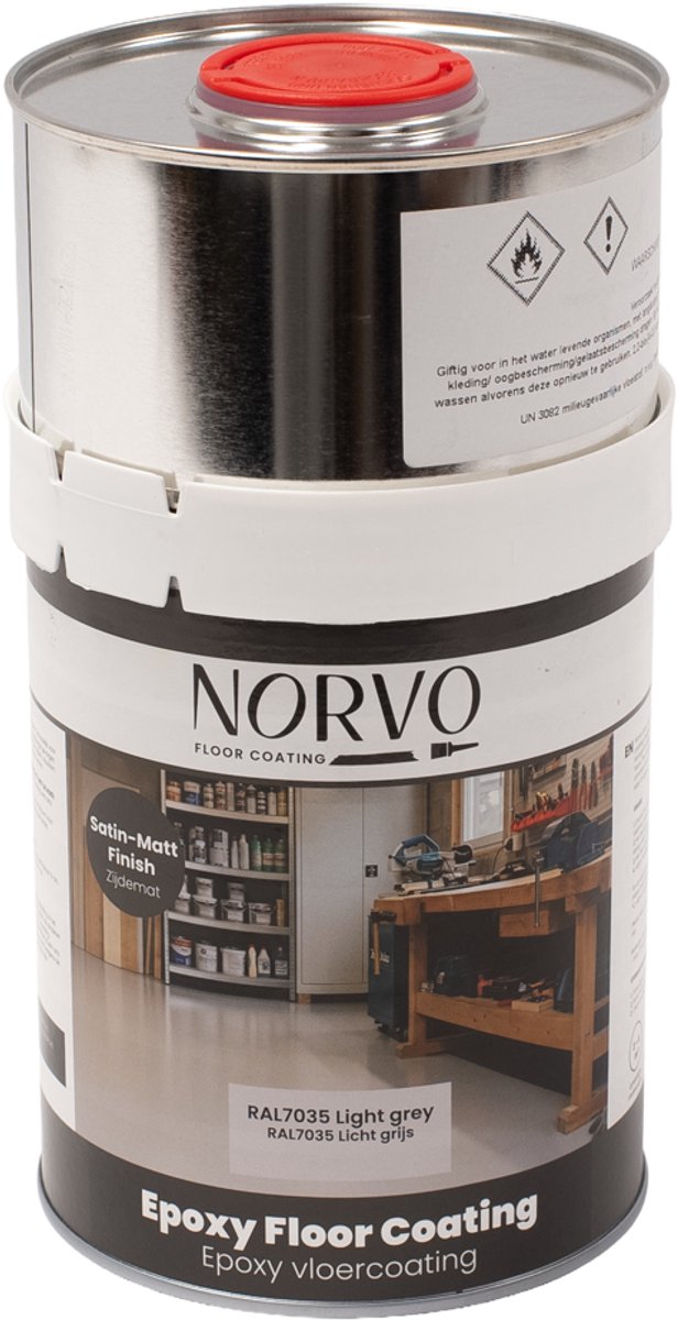 Norvo Epoxy vloercoating 2K | Garagevloer coating | Lichtgrijs / RAL7035 1 KG