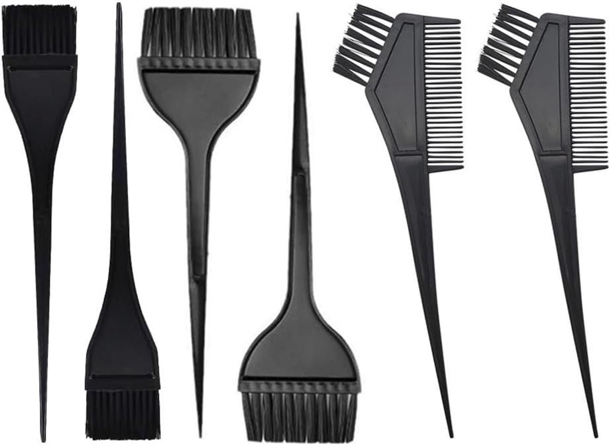 6 Stuks Professionele Haarkleuringspenselen voor DIY Haarkleuring, Kleuren en Stylen van Haar