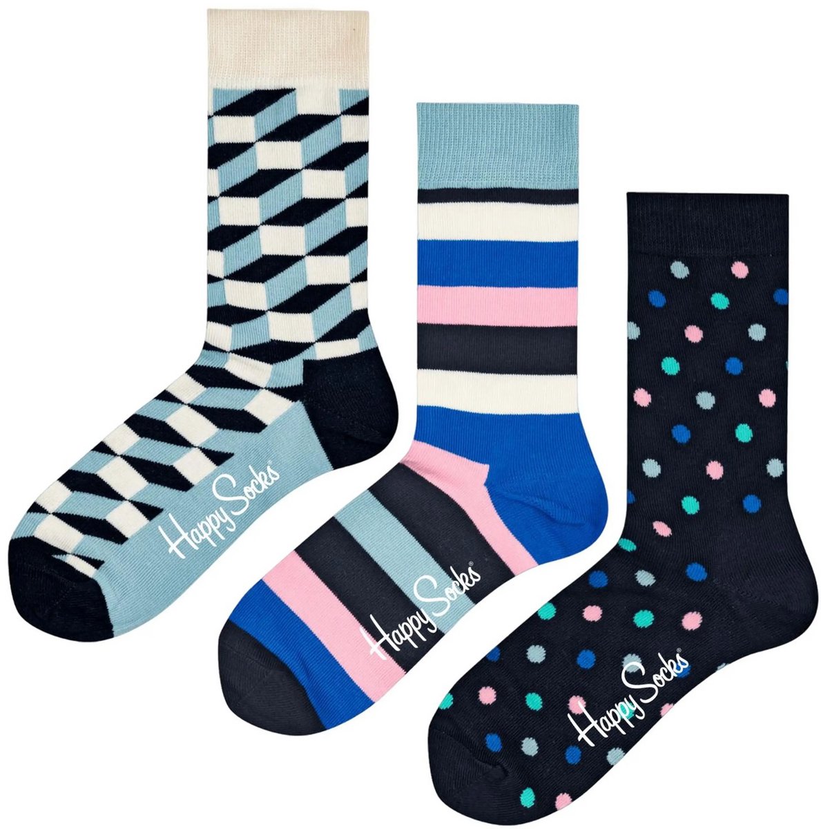 HAPPY SOCKS Adult Crew Socks - 36-40 - 3 Paar