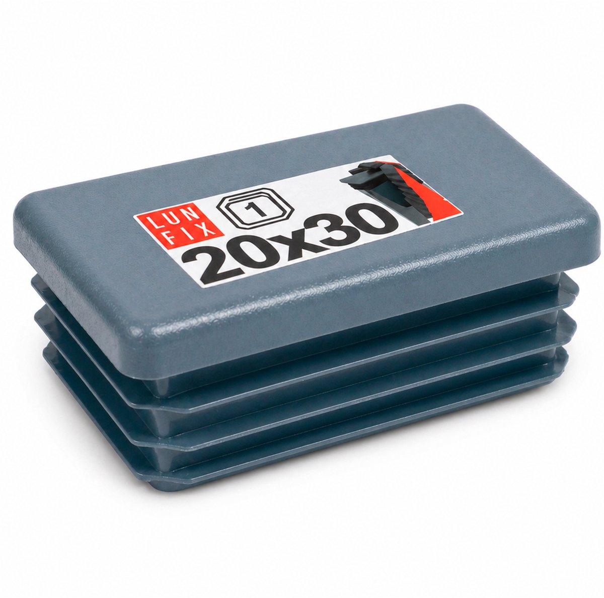 LUN FIX - Kunststof lamellenstoppen - 20x30 mm - 1 stuk - antraciet - buisstoppen