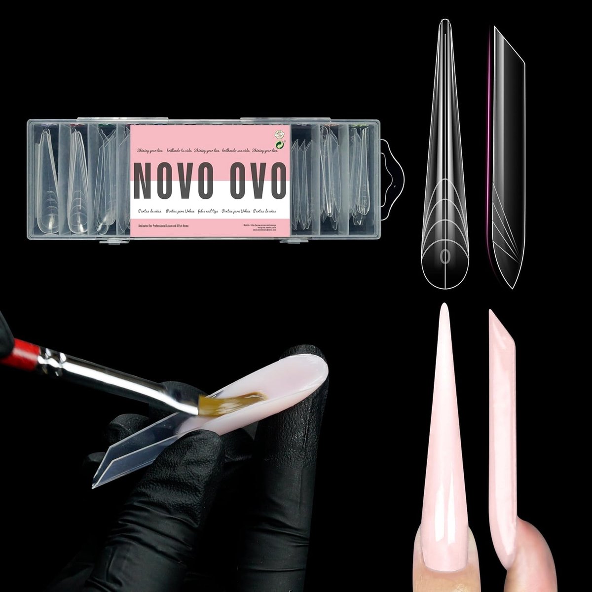 SnelShoppen - XXL XXXL Russische Amandelvormige Nageltips voor Poly Gel Extensions, Herbruikbare Softgel, 70 x 14 Maten, Geschikt voor Harder/Builder/