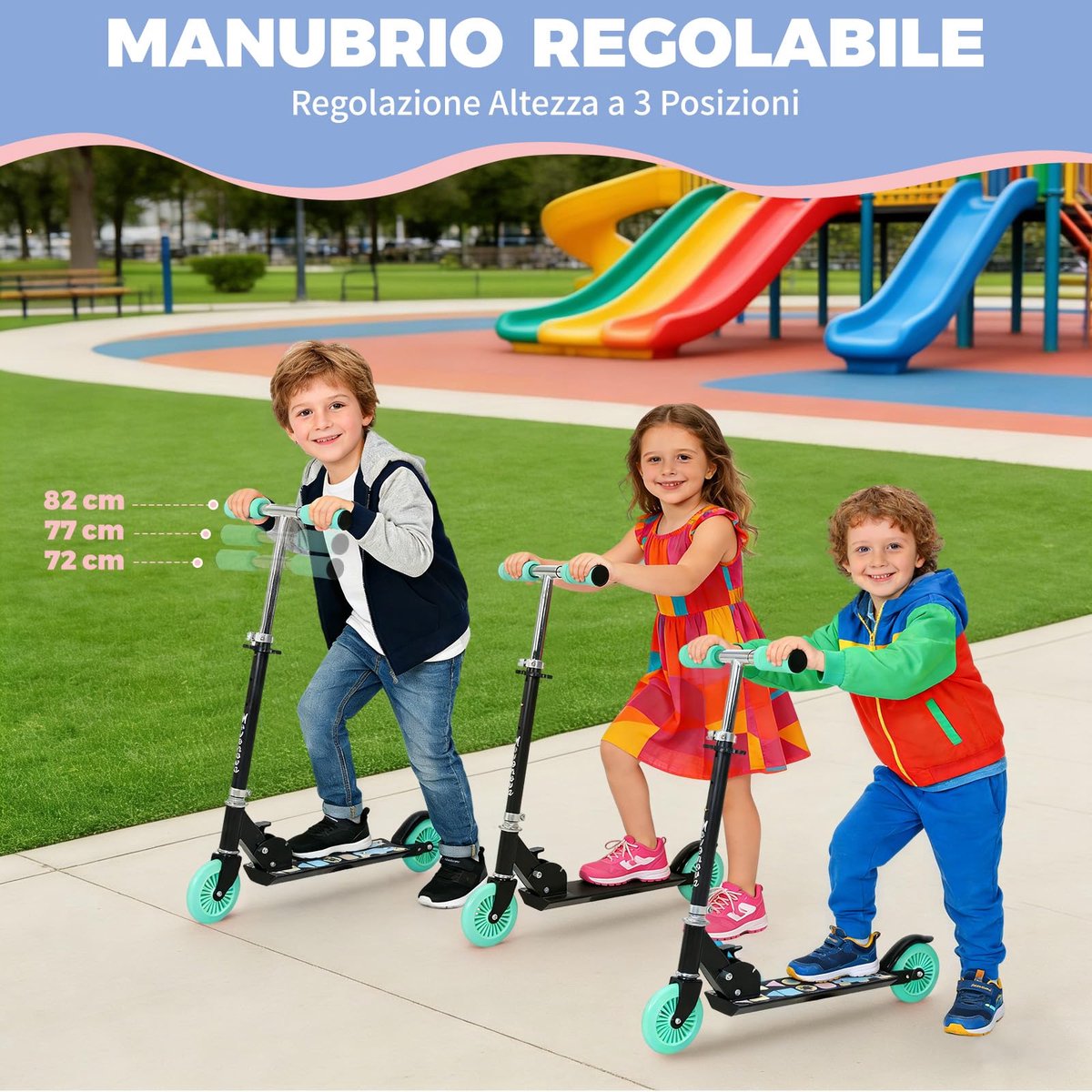 SnelShoppen - E-scooter voor Kinderen 4-6 Jaar, Verstelbaar Stuur, Versterkt Frame, Antislip Stavlak, Groen, Geschikt tot 50 kg, Voor Binnen en Buiten