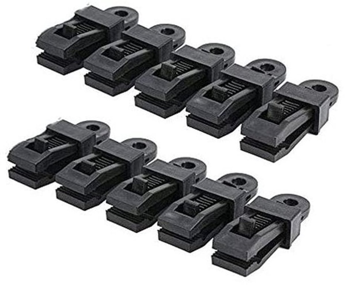 Zeilklemmen 10 Stuks - Multifunctionele Clip - Tent Accessoires - Winddicht - Zwart - Stevig Materiaal - Tarp Clips