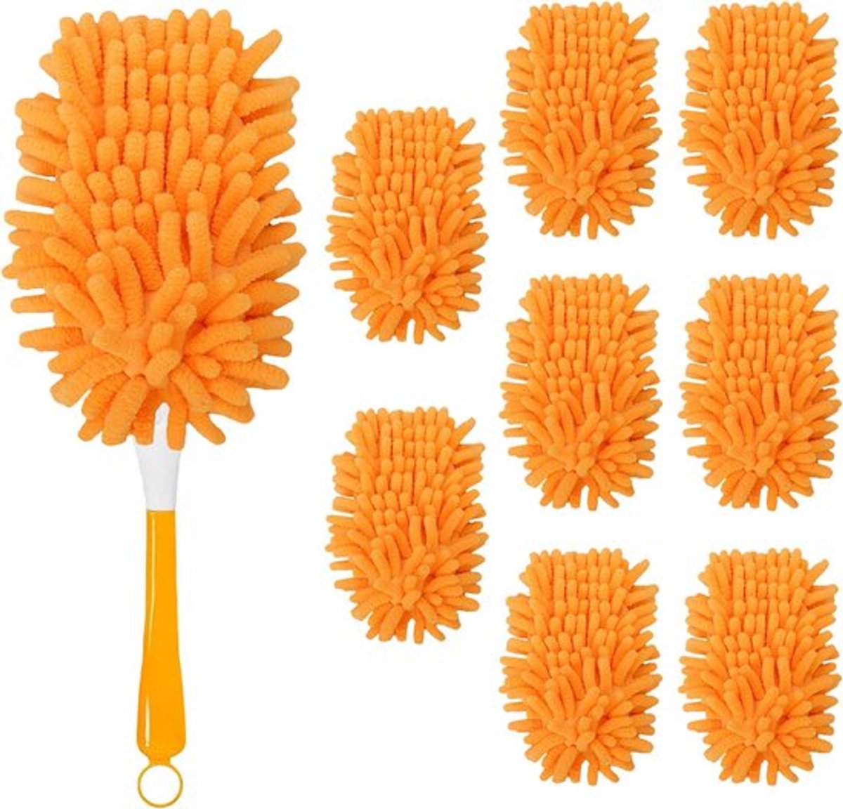 Set van 8 herbruikbare stofdoeken; supersterke 360° stofdoeken, geschikt voor schoonmaken, kantoorgebruik en plafondventilatoren (handvat niet inbegrepen).