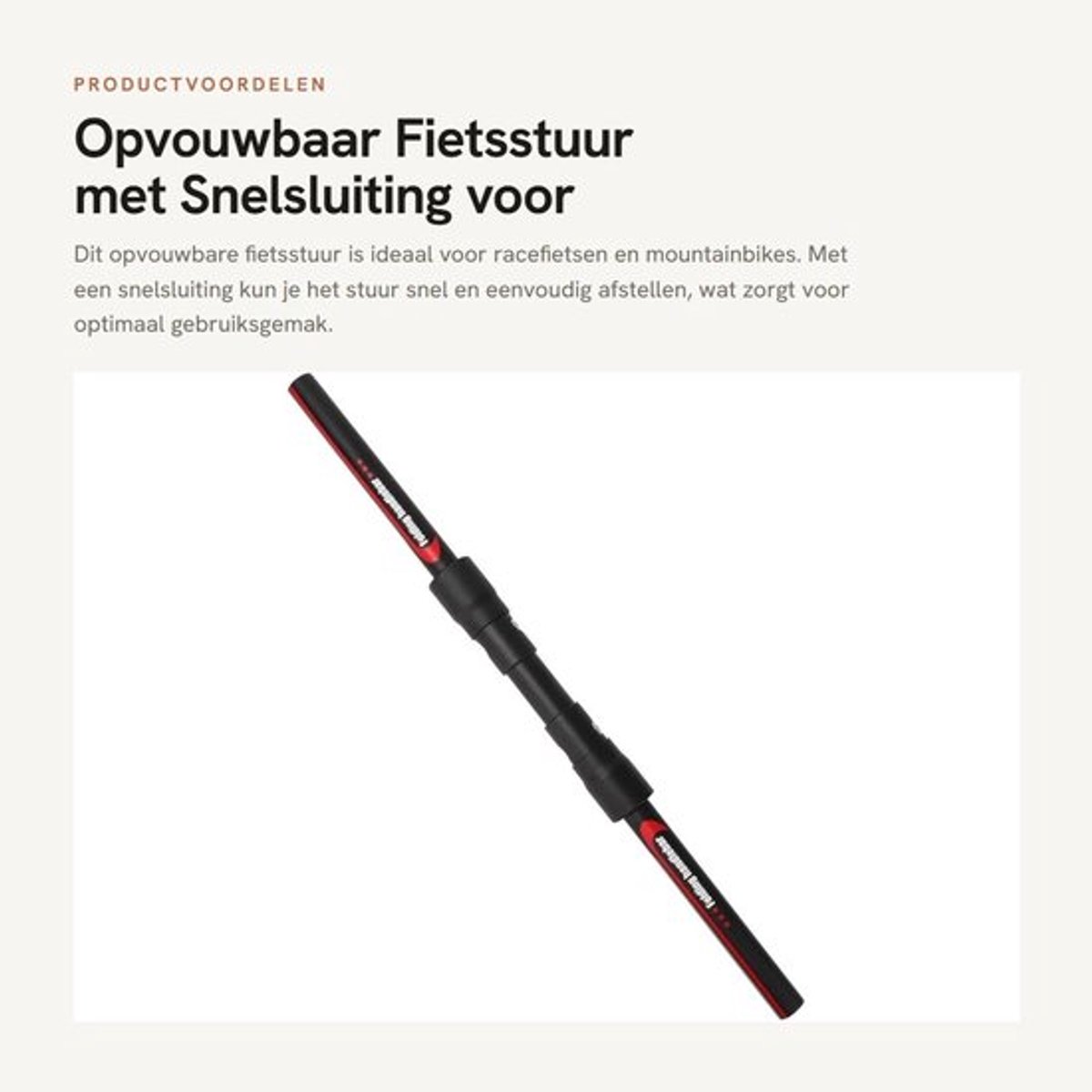 Opvouwbaar Fietsstuur - Snelsluiting - Aluminiumlegering - Gewicht 509 g - Diameter 31,8 mm - Lengte 560 mm