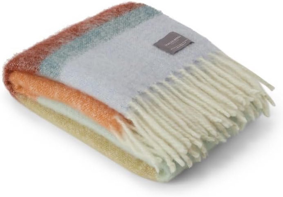 SnelShoppen - Mohair Dekentje Throw - 130x170 cm - Warm Oranjemint Rood - Luxe Mohair Wol - Perfect voor Feest, Camping, Kinderen, Woonkamer