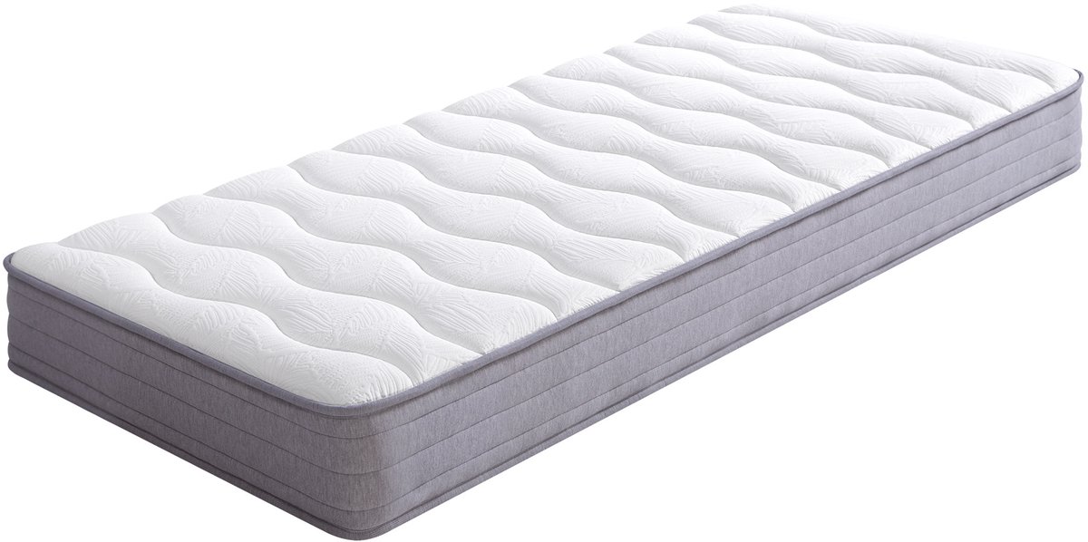 OKWISH Binnenveringmatras 90x200 cm – Ergonomische Lendensteun – H3 Stevig Ligcomfort – Gerold Geleverd – Voor Rug Zij En Buikslapers – Stof – Wit