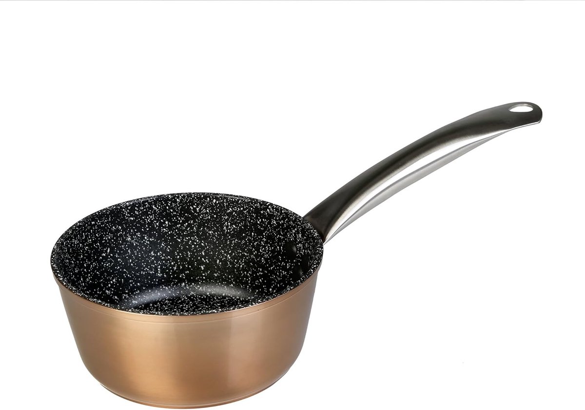SnelShoppen - Professionele inductiekookplaat 16 cm - Milieuvriendelijke anti-aanbaklaag zonder PFOA - Gemaakt van gesmeed aluminium - Koperkleur - Vo