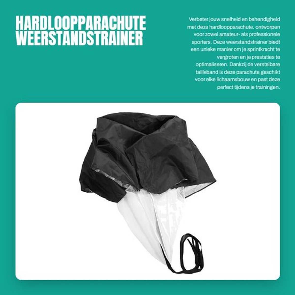 Hardloopparachute Weerstandstrainer 5-15 kg - Snelheidstraining - Voetbal - Verstelbare Tailleband - Draagbaar - Opbergkoffer - Snelheidstrainer