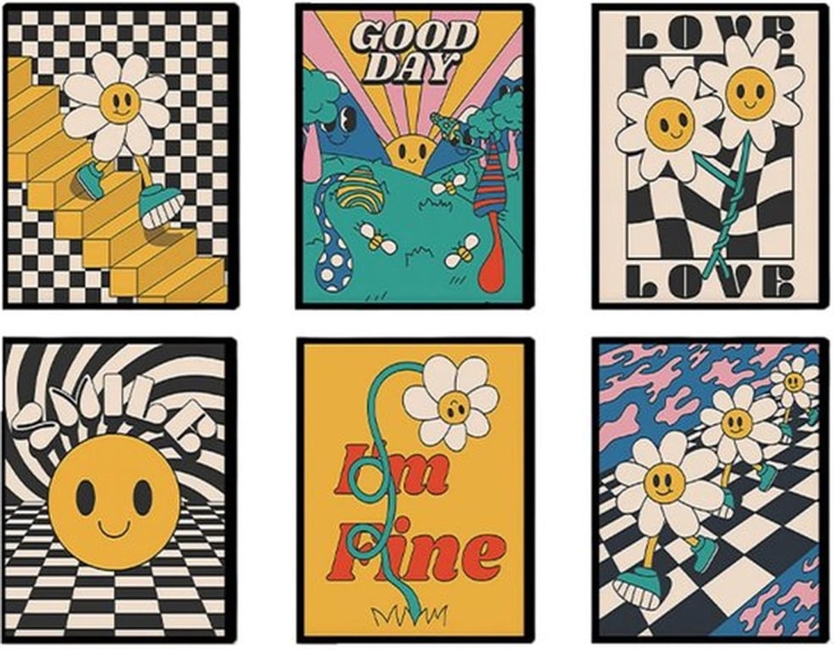Posterset 6 x A4 - Wanddecoratie Woonkamer - Wanddecoratie Slaapkamer - Wanddecoratie Badkamer - Wanddecoratie Kinderen - Duurzame Productie