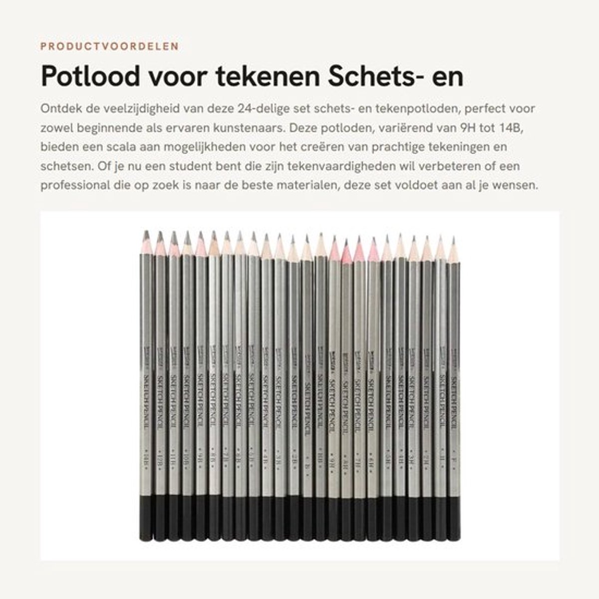 Grafietpotloden 24st - Tekenpotloden - Schetspotloden - Niet-giftig - Hoogwaardig Hout - Creatief en Glad Gebruik