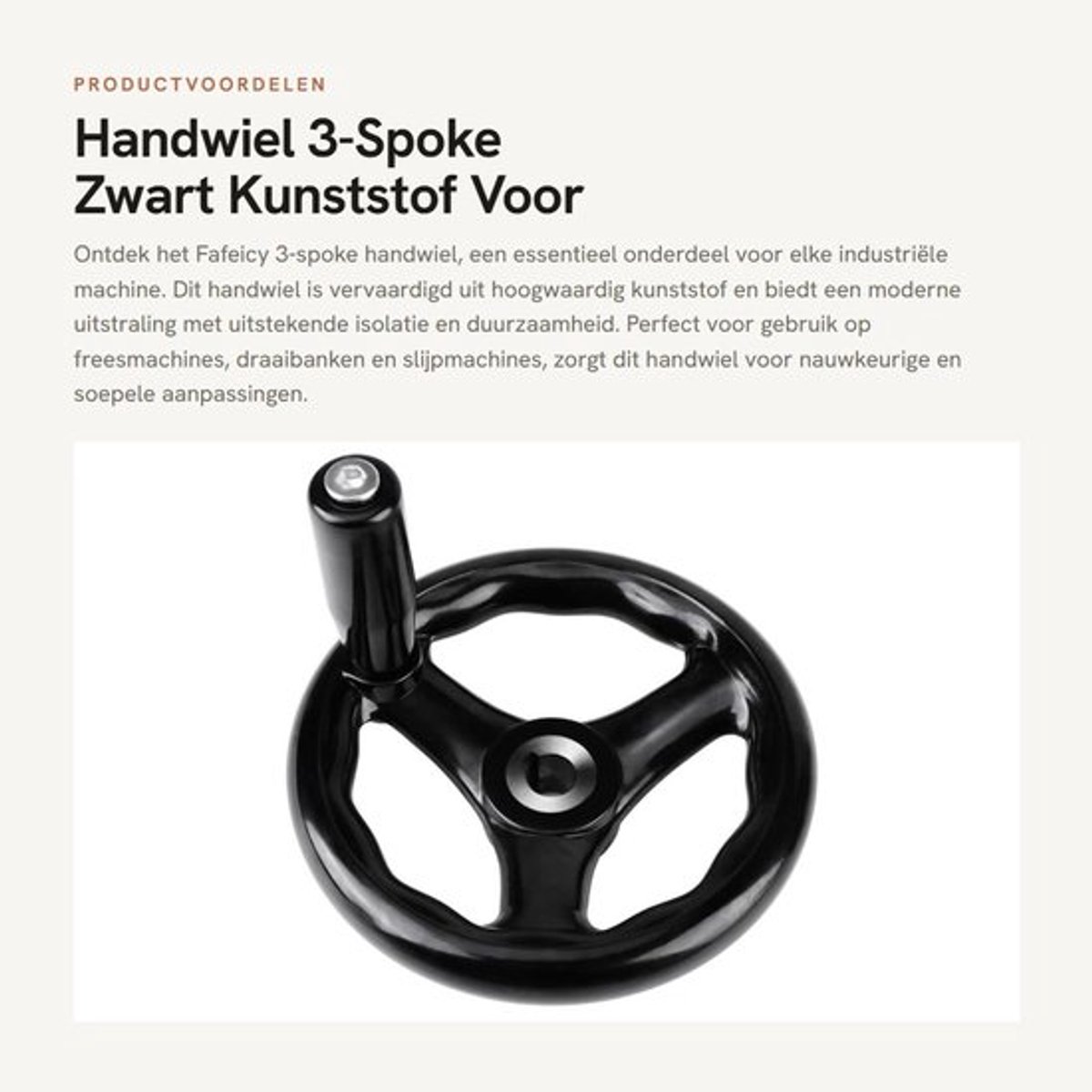 Handwiel 3-Spaken - 125mm/12mm - Hoogwaardige Kunststof - Verstelbaar - Voor Freesmachines - Schokbestendig - Modern Ontwerp - Bedieningswiel