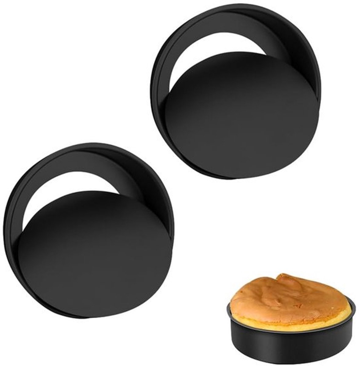 Bakvorm Ronde 10 cm - Bakvormset 2 Stuks - Taartvorm - Roestvrij Staal - Antiaanbaklaag - Geschikt voor Cake/Brownies